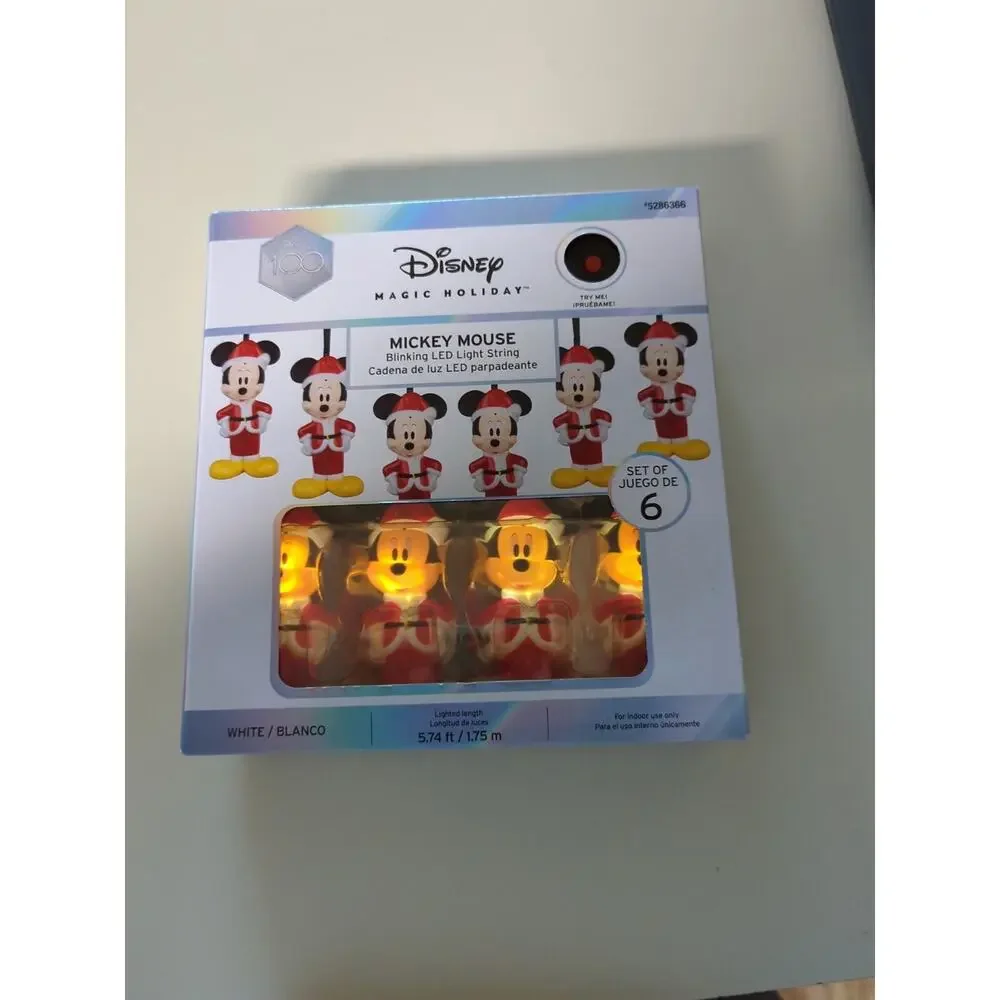 New!! DISNEY MAGIC String Lights MICKEY SANTA Blinking LED!! 100 Years!
